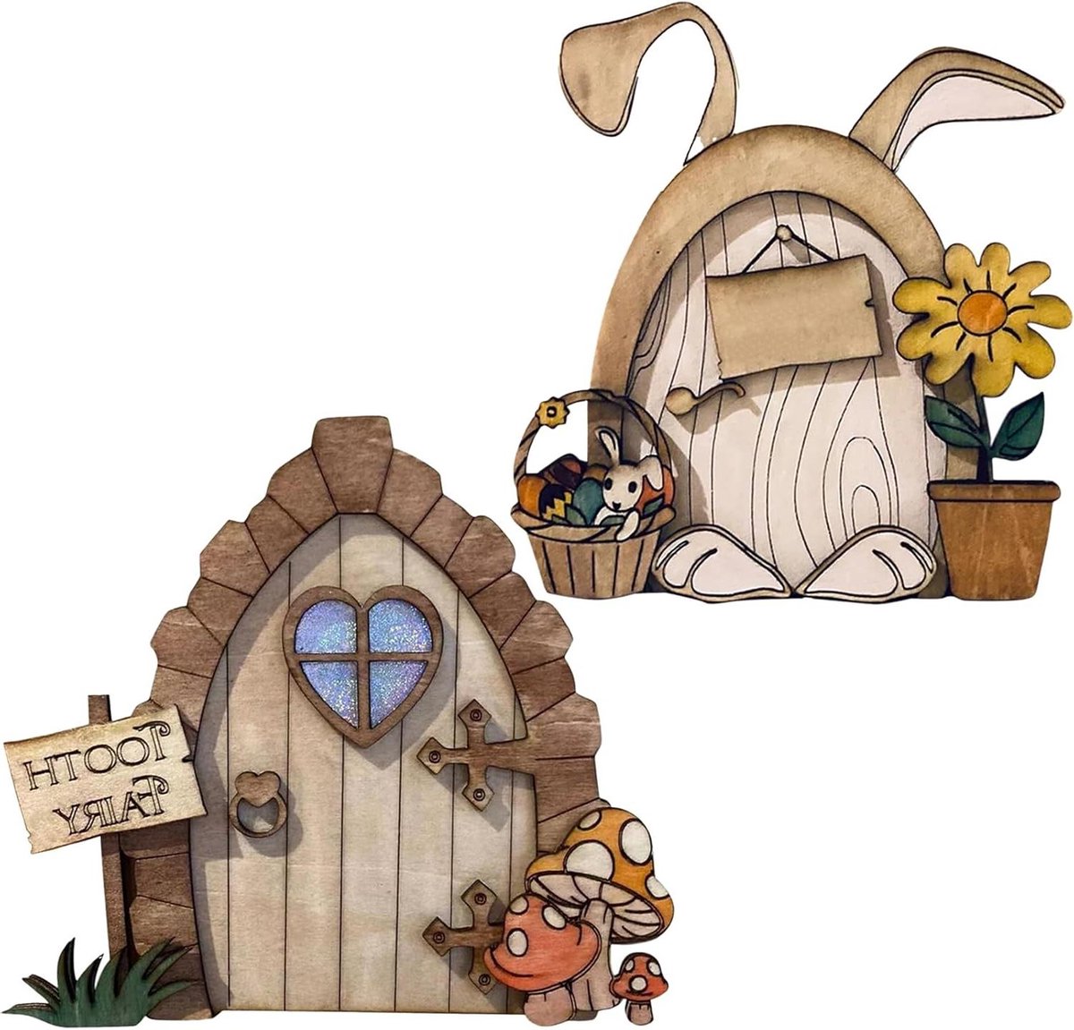 Miniatuur feeëndeur en raam voor bomen - Tuin ornamenten voor elfen deur en raam