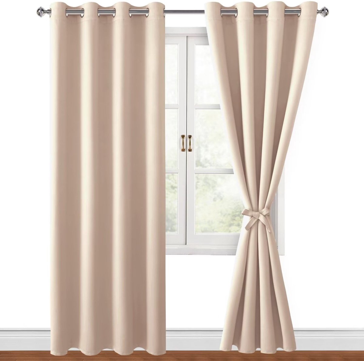 Ibenzoa Zachte, Beige Schuifgordijnen met Inslagringen - Perfect voor Slaapkamer en Woonkamer (2 Stuks, 140x245cm)