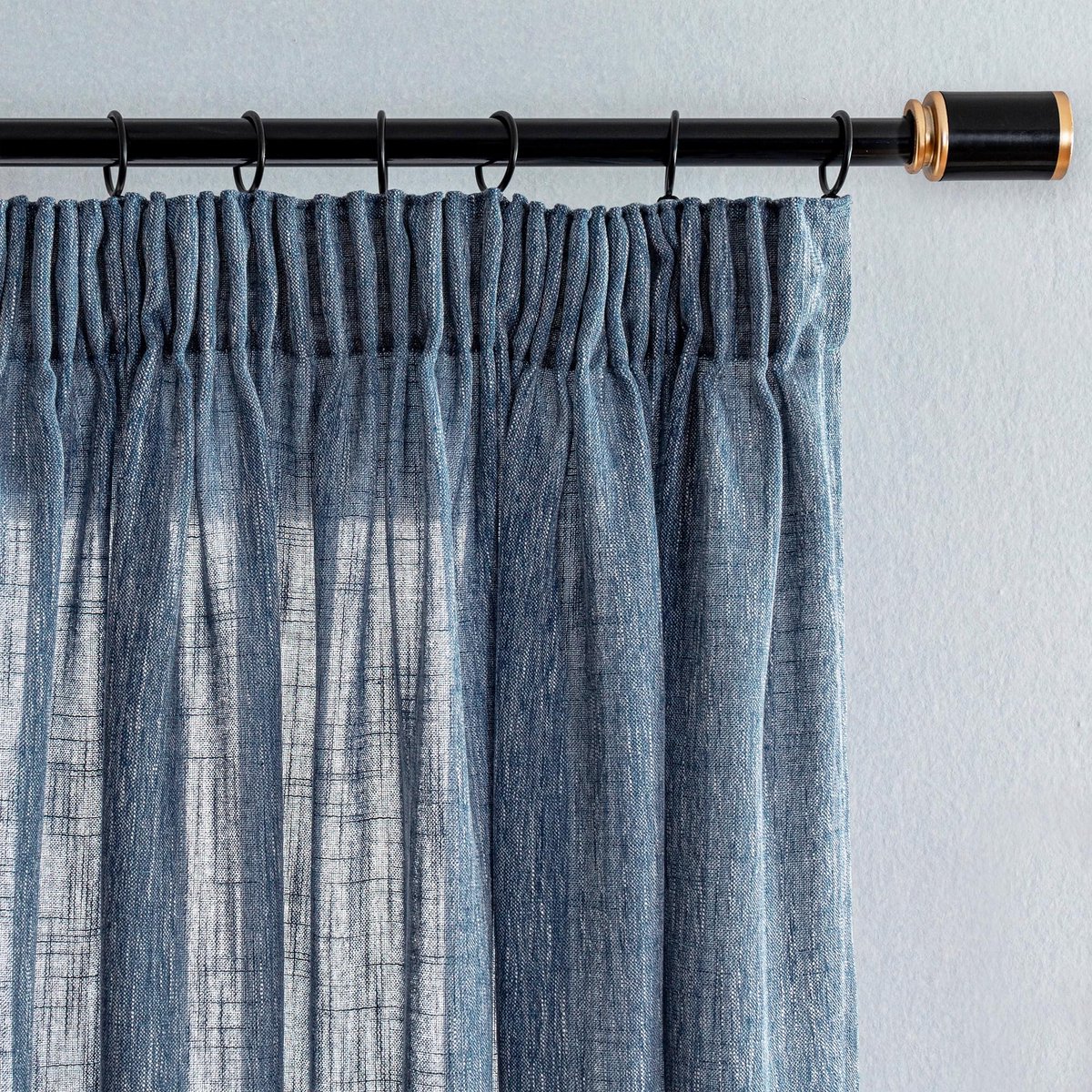 Ibenzoa Donkerblauwe Linnenlook Gordijnen Set – 160x140cm – Halftransparant – Set van 2