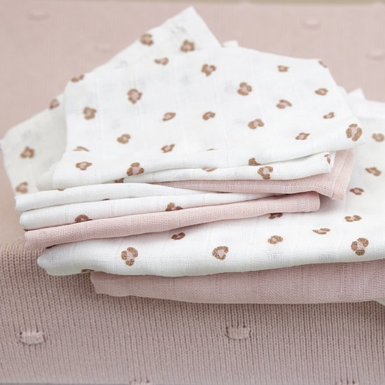Meyco Baby Mini Panther washandjes - 3-pack - hydrofiel - soft pink - 20x17cm van Meyco — afbeelding 5