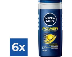 NIVEA Men Douchegel - Power Refresh - Voordeelverpakking 6 x 250 ml