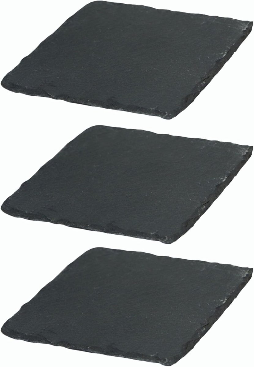 3x leisteen borden I vierkant I 20x20x0,5 cm I sushi bord stenen bord leisteen bordenset leisteen serveerborden decoratieve buffetborden