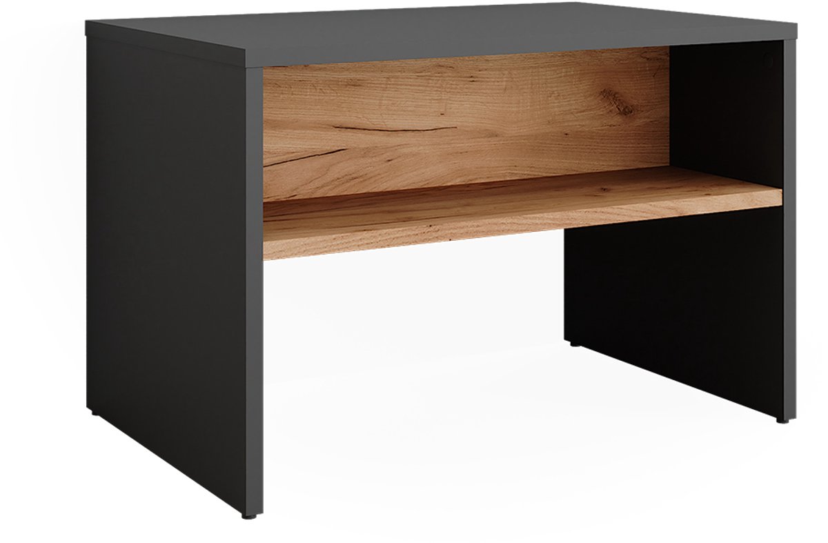 Vicco Orlando Schoenenbank – 60 x 60 cm Antraciet/gouden eik