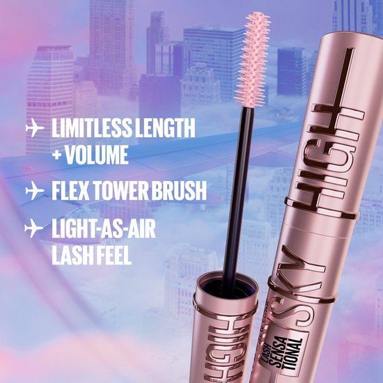Maybelline New York - Lash Sensational Sky High Mascara - Very Black - Zwart - Eindeloos Lengte en Intens Volume - Flexibele borstel - 7,2ml