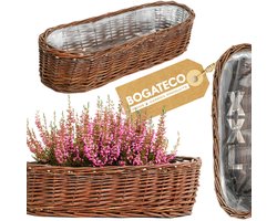 BOGATECO Wicker bloempot | Handgemaakte rieten bloempot van wilg, langwerpige rieten mand, 1 stuk - maat XXL