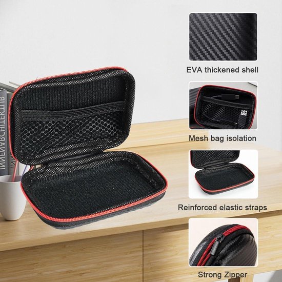 Beschermhoes voor externe harde schijf 11 cm x 8 cm x 4 cm - Draagbare externe SSD reistas organizer zwart van Merkloos — afbeelding 3
