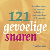 Boekomslag "121 gevoelige snaren". De titel staat in grote letters, met op de achtergrond een gitaar.