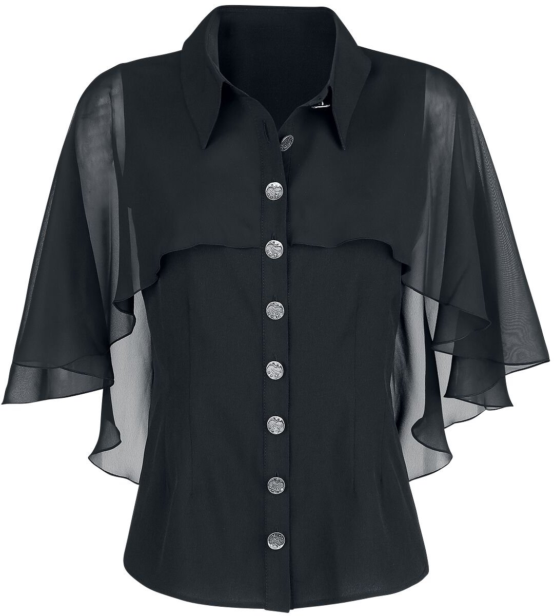 Hell Bunny Draco Dames Blouse - zwart - XXL