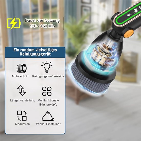 Elektrische Reiniger met 7 Verwisselbare Borstelkoppen en Verstelbare Handgreep voor Badkamer, Keuken en Auto van Merkloos	 — afbeelding 2
