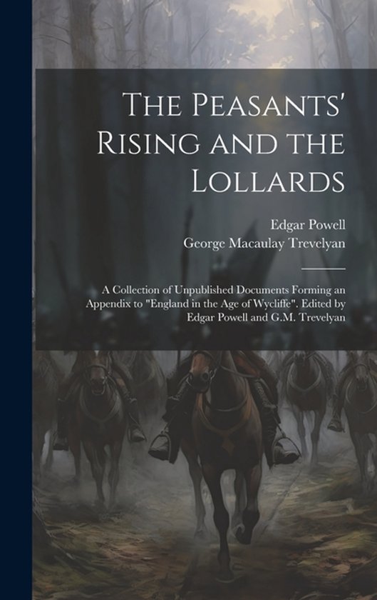 Boekhoes met de titel 'The Peasants' Rising and the Lollards', met een afbeelding van ruiters.