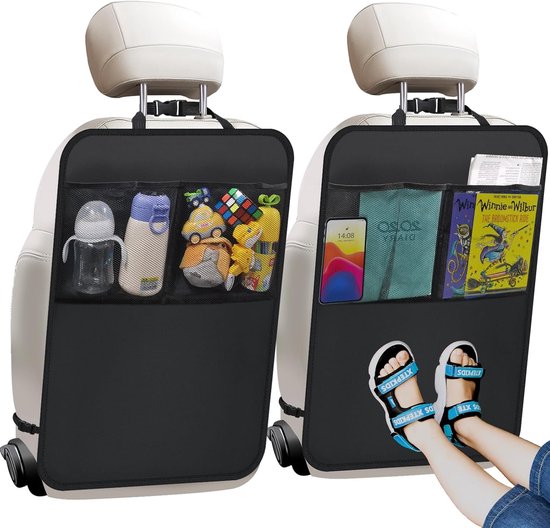2 stuks - Universele vuilwerende automatten - Autostoelbeschermers met opbergtas - Water- en vlekbestendig - Voorkom dat uw kinderen of huisdieren vlekken op uw autostoelen maken - Zwart