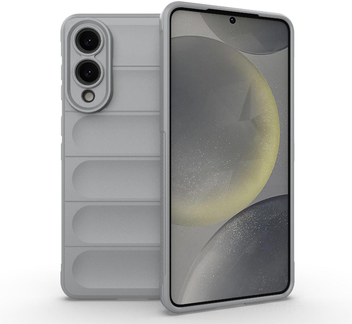 Mobigear Hoesje geschikt voor Samsung Galaxy S25 Edge Telefoonhoesje Flexibel TPU | Mobigear Bumpy Backcover | Galaxy S25 Edge Case | Back Cover - Grijs