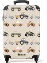 Bol.com NoBoringSuitcases.com® - Kinderkoffer jongen - Kindertrolley jongens - Retro voertuigen patroon - Handbagage koffer lich... aanbieding
