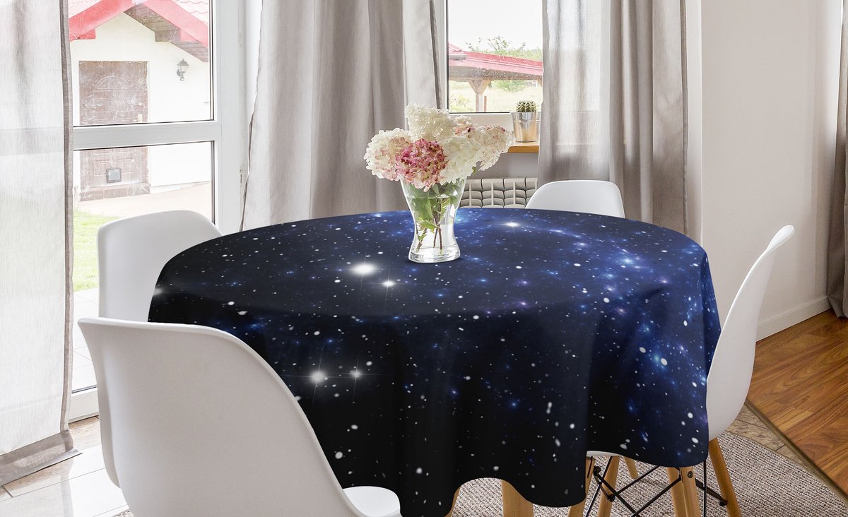 New Bed Sterrenbeeld Ruimte Sterren Nebula Ronde Tafelkleed, Cirkel Tafelkleed voor Eetkamer Keuken Decoratie, 150 cm Diameter