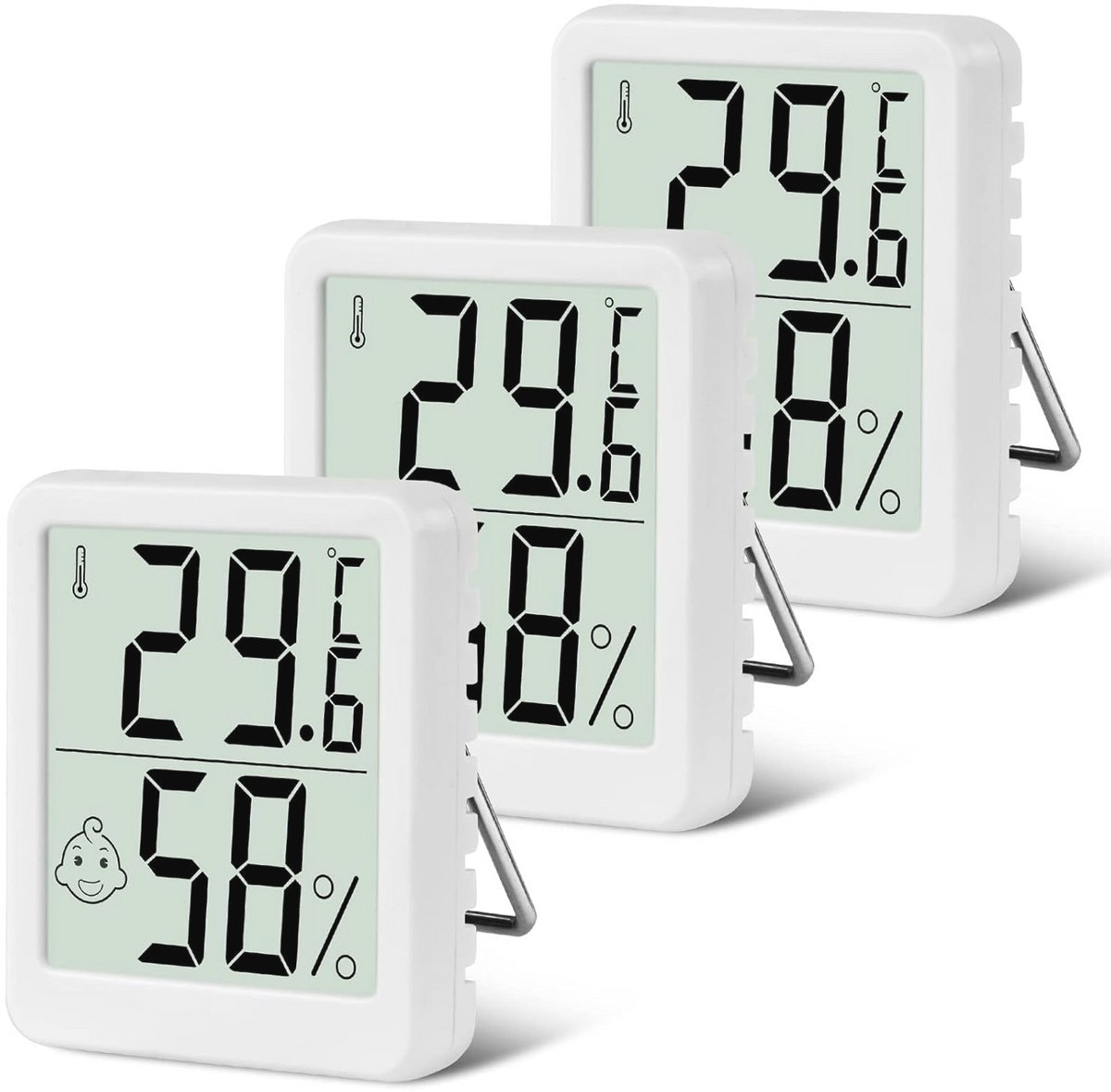 Mini LCD Thermometer en Hygrometer - 3 Stuks Digitale Thermometers voor Binnen - Draadloze Luchtvochtigheidsmeter voor Babykamer, Woonkamer en Kantoor