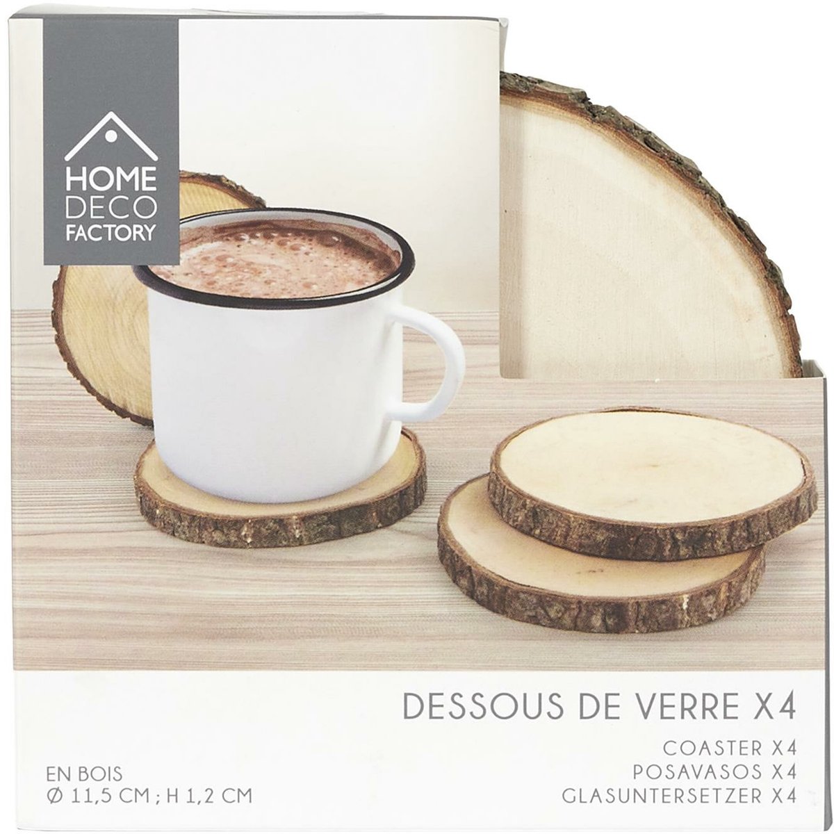 Home Deco Factory Onderzetters voor glazen - boomschijven - 8x stuks - rond - hout - D11 x H1.3 cm