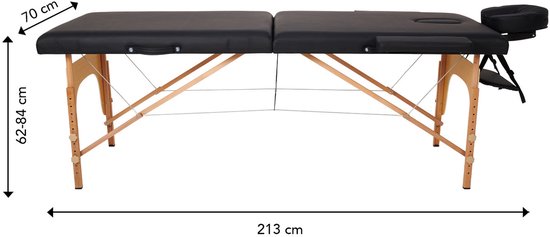 Brixy Massagetafel - Inklapbaar - 250KG Draagvermogen - 8 Hoogtestanden - Incl. Opbergtas - Behandeltafel - Zwart
