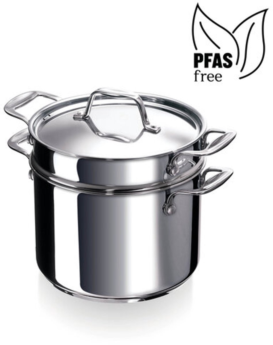 Beka Chef Pasta Fun set - kookpot Ø 24cm met inzet - 7.6L - 25cm hoogte - RVS - PFAS-vrij - Geschikt voor inductie & vaatwasser
