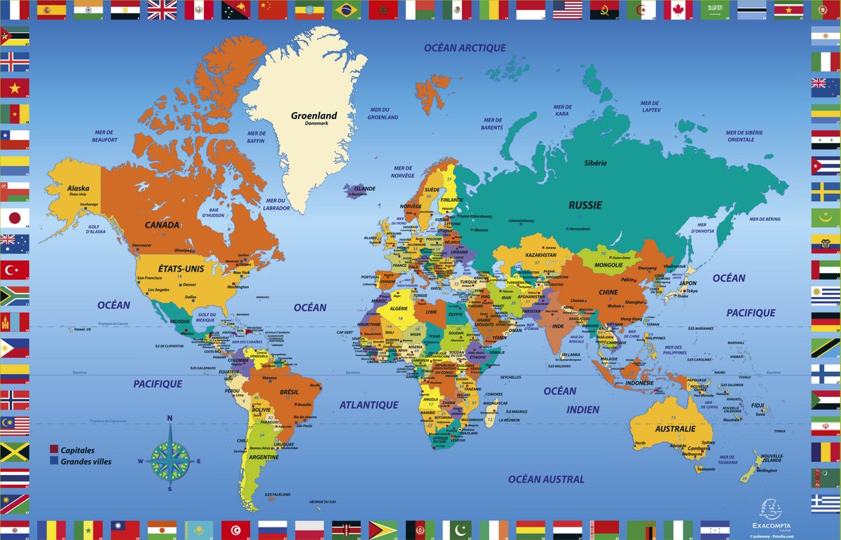 Exacompta 10x Onderlegger harde PVC Monde (FR) 37,5x57cm - Design - 29790E