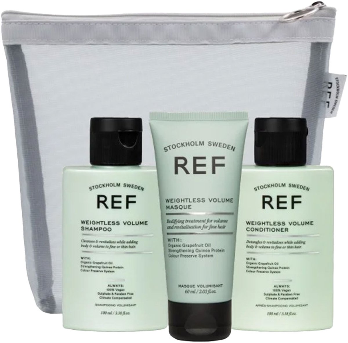 Bol.com REF Stockholm - Travelbag Weightless Volume - Futloos haar - Kerstpakket - Vakantiepakket - Reisverpakkingen - Shampoo +... aanbieding
