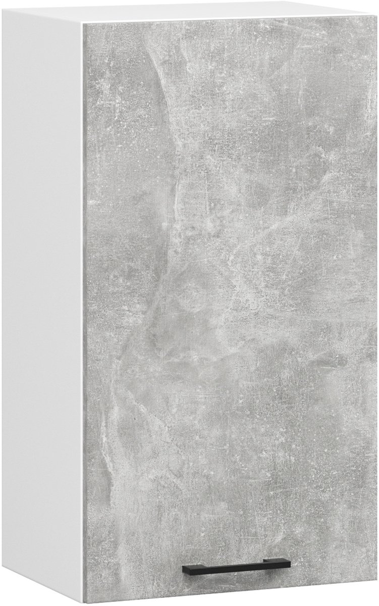 Keukenkast modulaire OLIWIA W40 met 1 Deur / Hangkast / Bovenkast / AKORD Furniture Factory / Wit – Beton Grijs / 40 x 72 x 30 cm