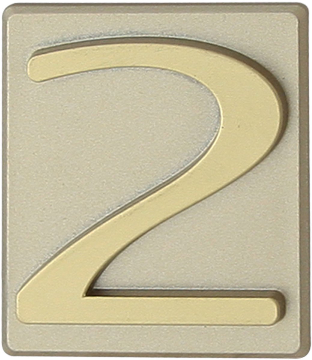 Domino® Deurnummer Zelfklevend INV - "2" - Olijfgroen - Woonhuisnummer Hotelkamernummer 40x47mm - Huisnummer Brievenbus Adresnummer Stickers - Huisnummerplaatje - Deur en Kamernummer - Lockernummer