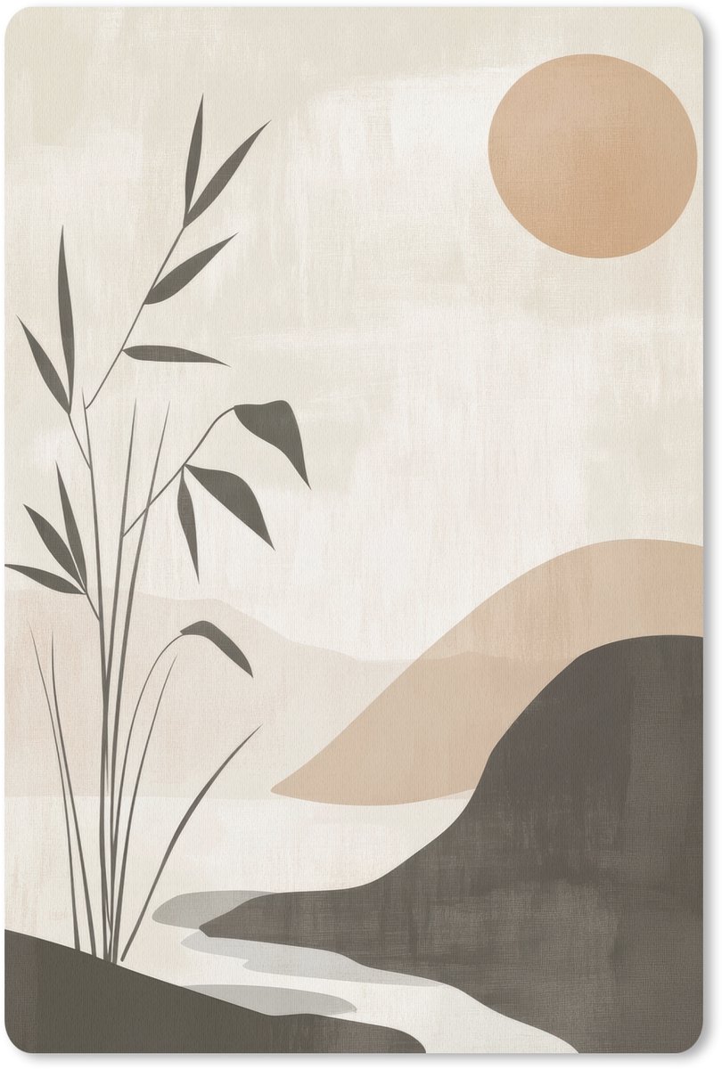 Muismat 18x27 cm - Mousepad Japandi - Landschap - Beige - Muismatten
