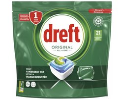 Dreft - Original All In One - Vaatwascapsules - Tegen Aangekoekt Vet - 21 Capsules