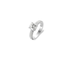 TI SENTO Dames Ring - 925 zilver - Zirconia wit - Maat 17.75 mm / maat 56 - 1737ZI