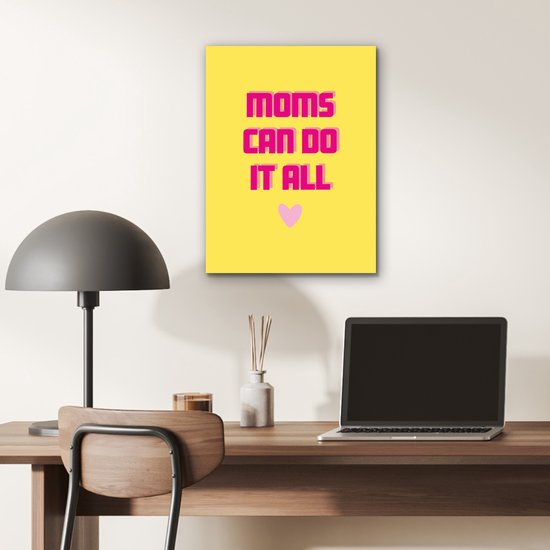 Aluminium schilderij 30x40 cm - Wanddecoratie metaal - Quote - Moeder - Hartje - Roze - Metalen muurdecoratie woonkamer - Decoratie industrieel - Foto op dibond - Industriële accessoires slaapkamer