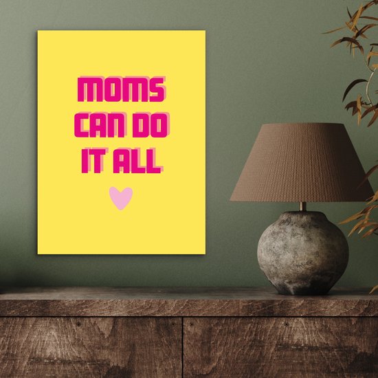 Aluminium schilderij 30x40 cm - Wanddecoratie metaal - Quote - Moeder - Hartje - Roze - Metalen muurdecoratie woonkamer - Decoratie industrieel - Foto op dibond - Industriële accessoires slaapkamer