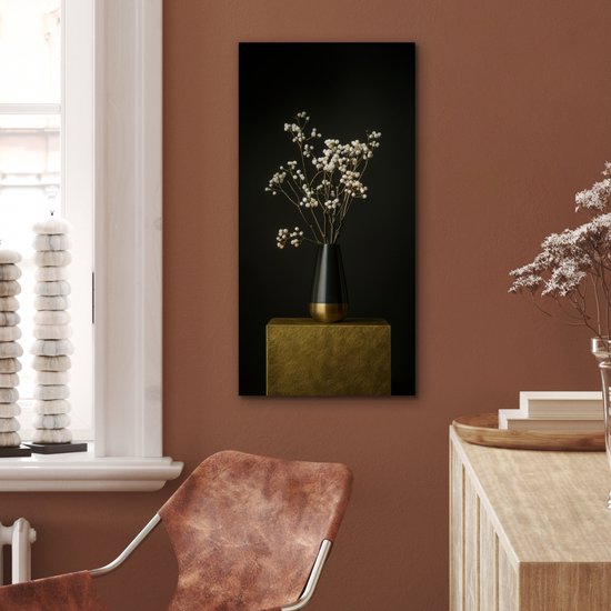 Tableau aluminium 40x80 cm - Décoration murale métal - Bulbes de fleurs - Wit - Vase - Minimaliste - Décoration murale métal salon - Décoration industrielle - Photo sur dibond - Accessoires industriels chambre