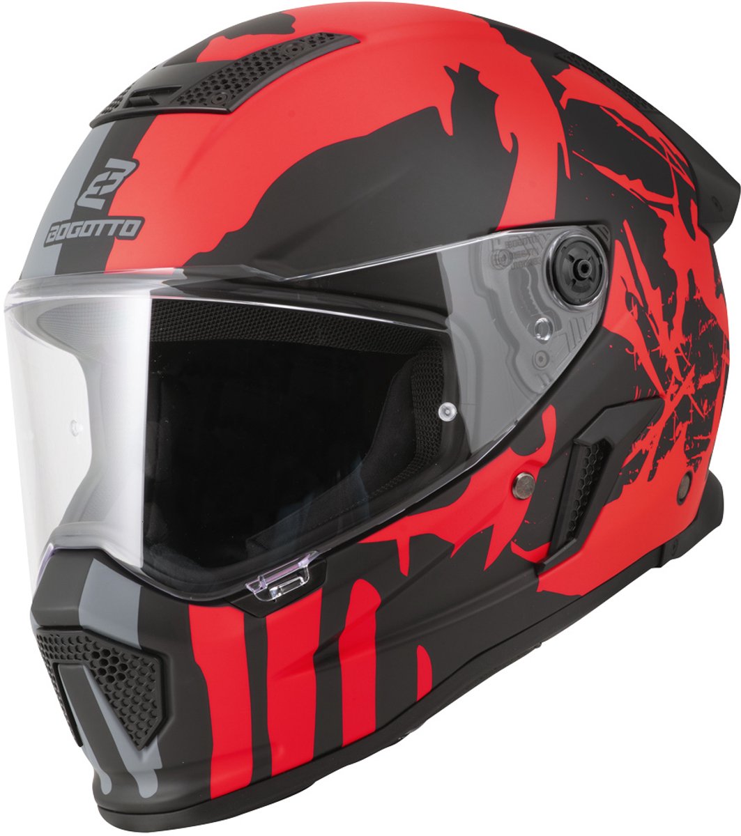 Bogotto Rapto Demon Grijs Rood Integraalhelm - Maat M - Helm