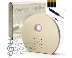 CASSICO® Vogelhuisje Met Geluid - Vogelgeluiden Huisje met Sensor - WC Kastje - Met Bewegingsmelder - Crèmekleur - Incl. Batterijen en Schroevendraaier