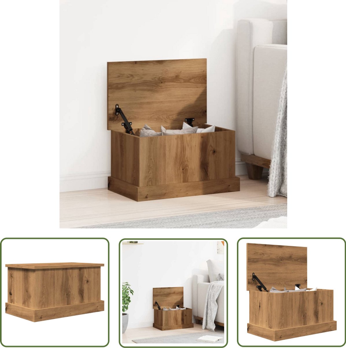 Opbergbox 70x40x38 cm bewerkt hout zwart