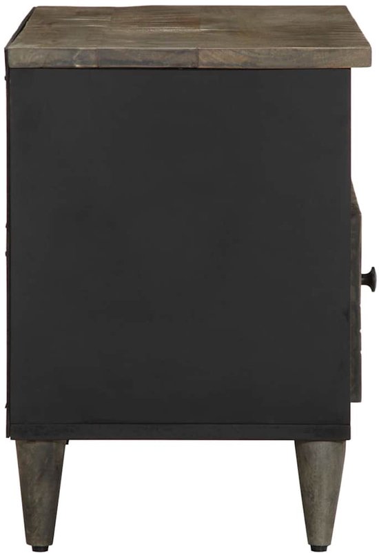 The Living Store Tv-meubel 80x33x46 cm massief mangohout zwart - Tv-meubel - Salontafel - Kast - Mangohout - Zwarte Tv-bank