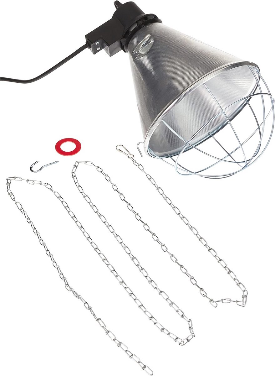 Infrarood warmtestraler voor biggen en kuikens - Aluminium kap, 21 cm, inclusief bevestigingsketting