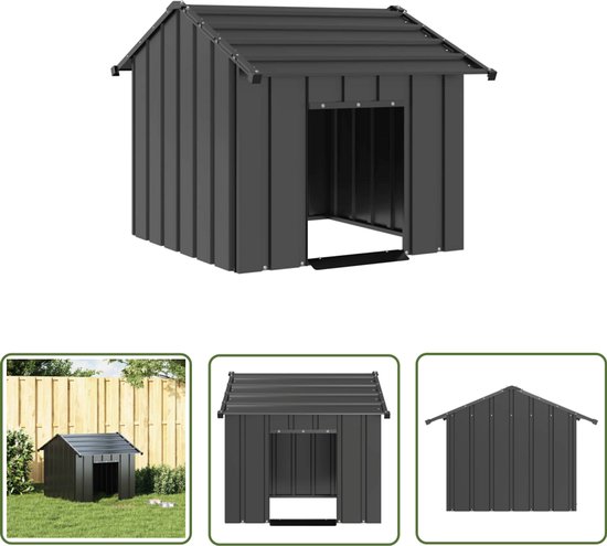 The Living Store Hondenhok met dak 85x107x81 cm gegalvaniseerd staal - Hondenuitlaat - Hondenverblijf - Hondenhok - Buitenhok - Honden Shelter