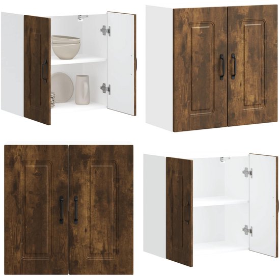 vidaXL 4-delige Keukenkastenset Kalmar bewerkt hout wit, keukenunitset, keukenkast, opbergkast, kastset, opbergplank, kast, hangkast, hangvitrinekast