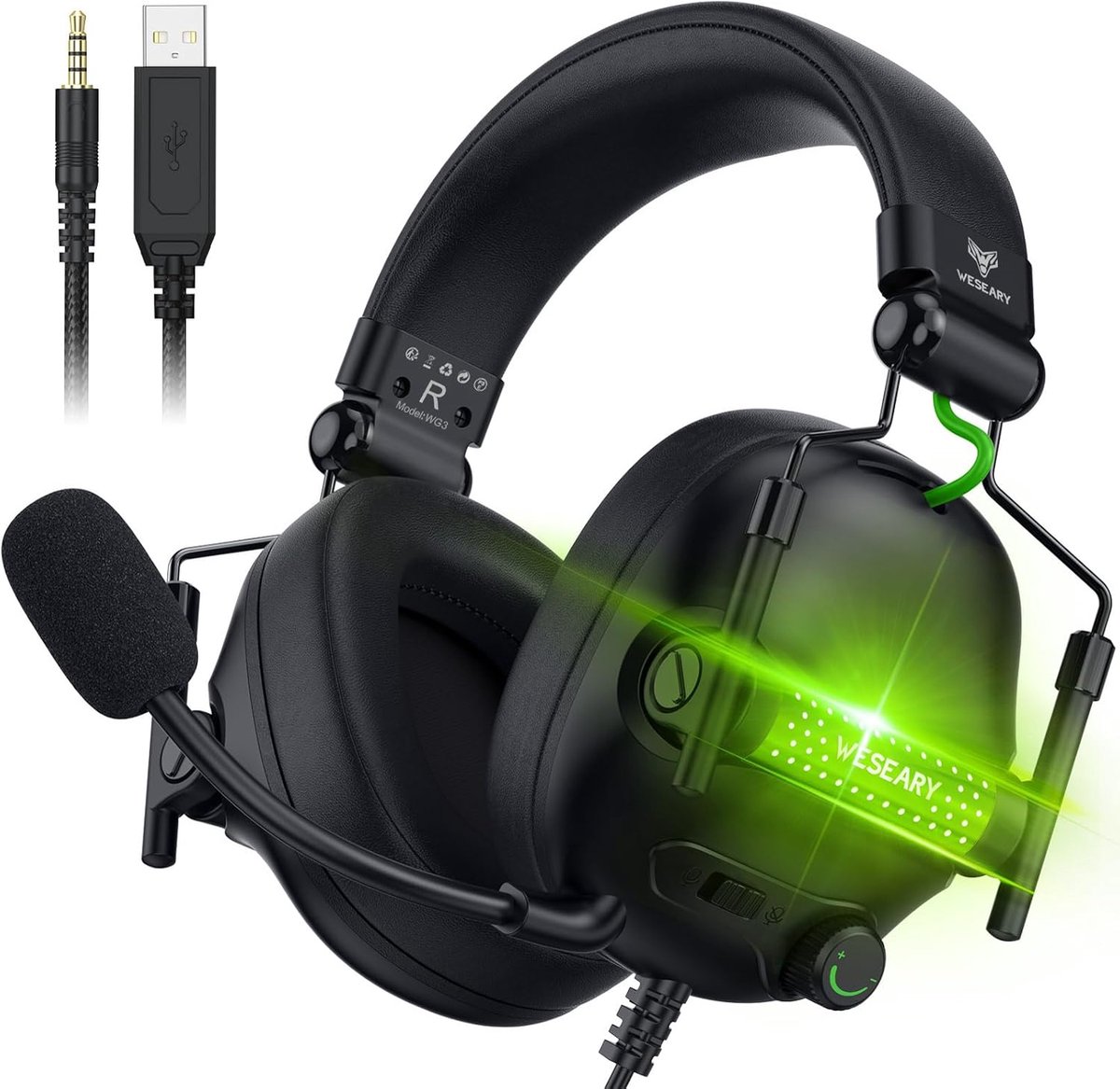 Gaming Over-Ear Hoofdtelefoon met Microfoon voor PS4/PS5/PC/Xbox One/Switch - Ruisonderdrukking en Geheugenschuimvulling