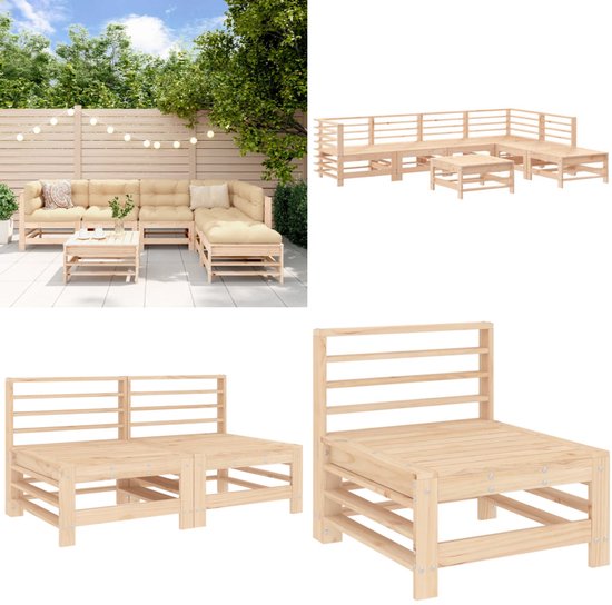 vidaXL Tuinset - Grenenhout - 4-delig - Impregneerd - Tuinbank - Tuintafel
