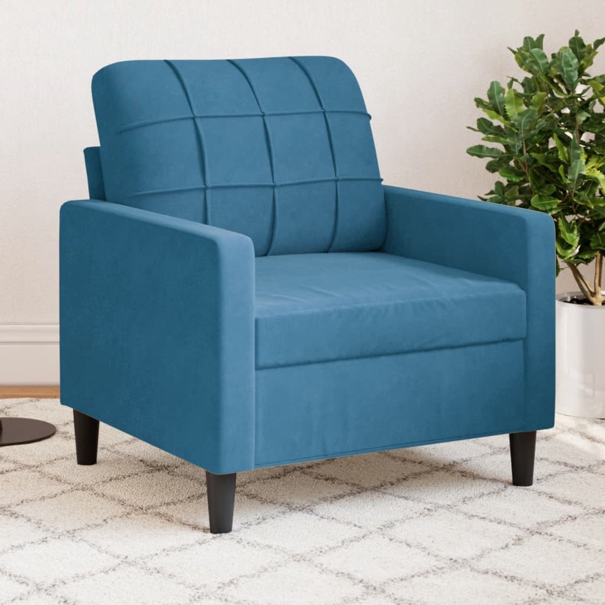 vidaXL - Fauteuil - 60 - cm - fluweel - blauw