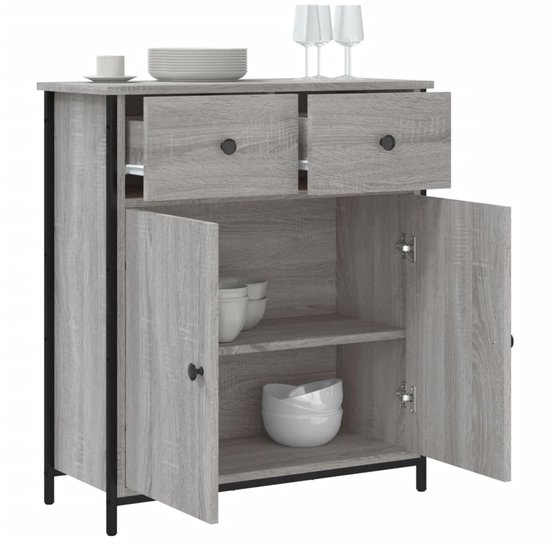 Buffet vidaXL - Commodes - Meuble de rangement - Armoire murale - Buffet 70 x 30 x 80 cm Bois traité Gris Sonoma