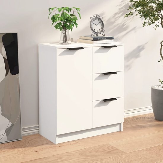 vidaXL Buffet Minimaliste - Armoire d'appoint - 60 x 30 x 70 cm - Bois Wit - Armoire de cuisine