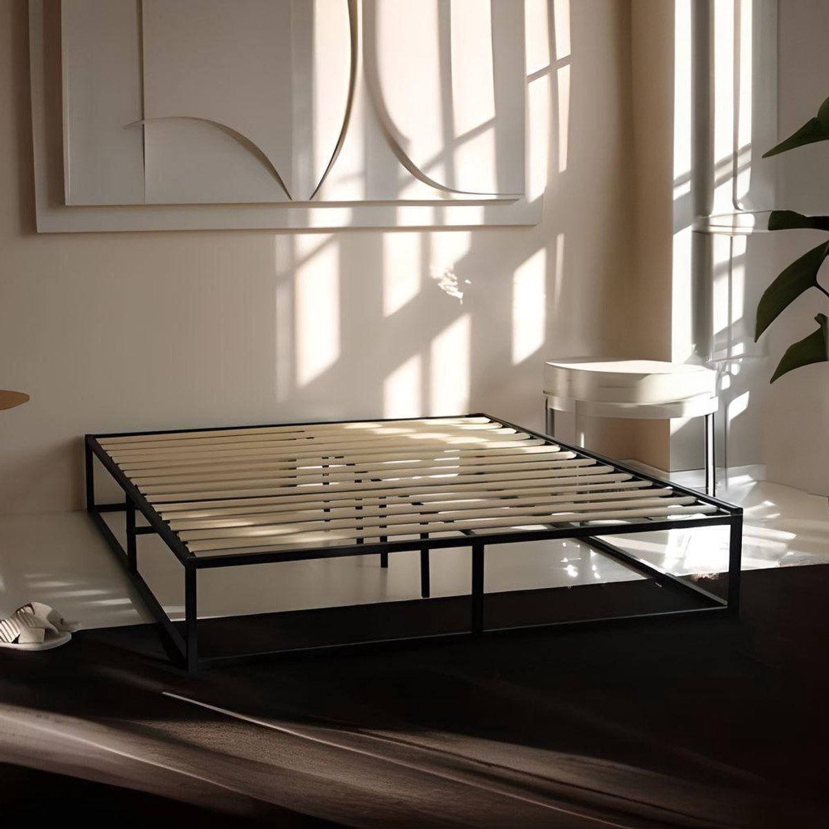 Beddenbriljant Metalen Bedframe Milan - 160 x 200 - Zwart - Inclusief Lattenbodem - Zonder Matras - Industrieel Bed