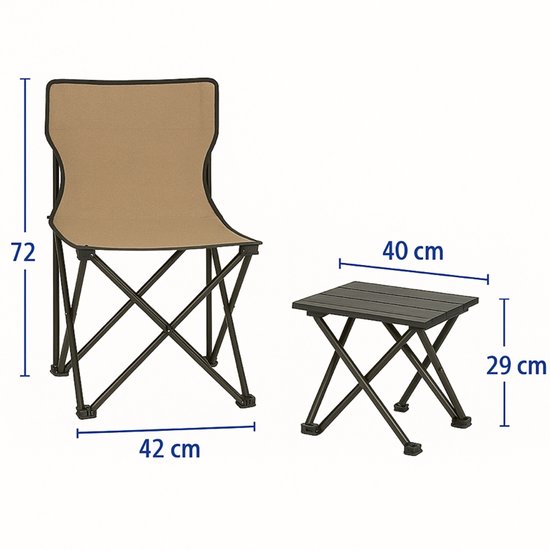 HEM 3-delig Camping Set - 2 Opvouwbare Stoelen + Tafel - Inklapbaar & Lichtgewicht - Outdoor Set voor Kamperen, Vissen & Strand - Draagbaar met Opbergzak — afbeelding 5