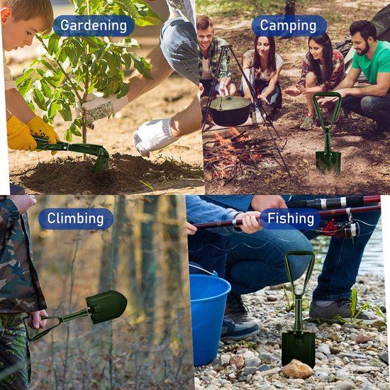 Unyqoos® Multifunctionele Opvouwbare Schop van Koolstofstaal voor Outdoor Avonturen en Tuinieren van Unyqoos — afbeelding 3