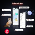 Roborock app op twee smartphones, met een kat en functies zoals "Plan Schoonmaak" en "Beheer plattegrond".