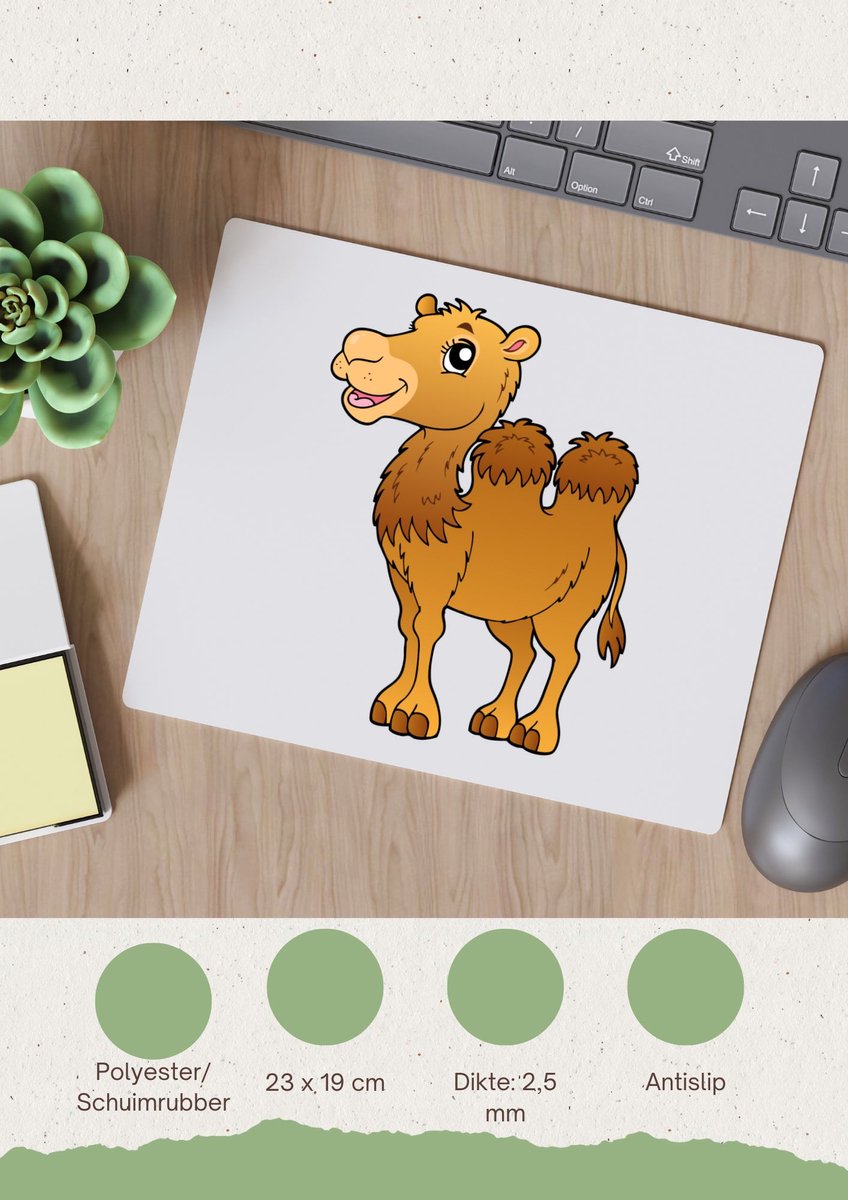 Akyol - kamelen Muismat - Alpaca - dieren liefhebbers - dieren - dromedaris - 23 bij 19 cm