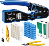 XUNTOP Professionele krimpklemmen RJ45 Complete Set Voor CAT7/CAT6 /CAT5e connectoren RJ45-krimptangset Met 50 Afgeschermde Connectoren en Tester Voor Thuis Kantoor En Gamingnetwerken